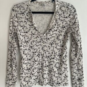 Lucky Brand B&W Floral Flannel Shirt